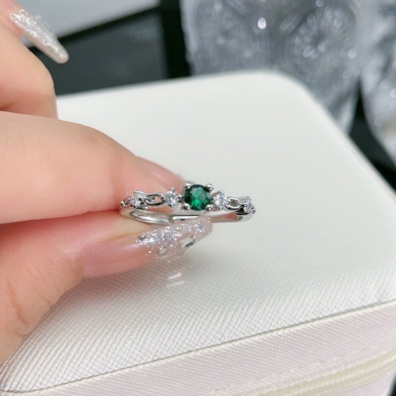 Design Niche Colored Gems Open-end  Ring Retro