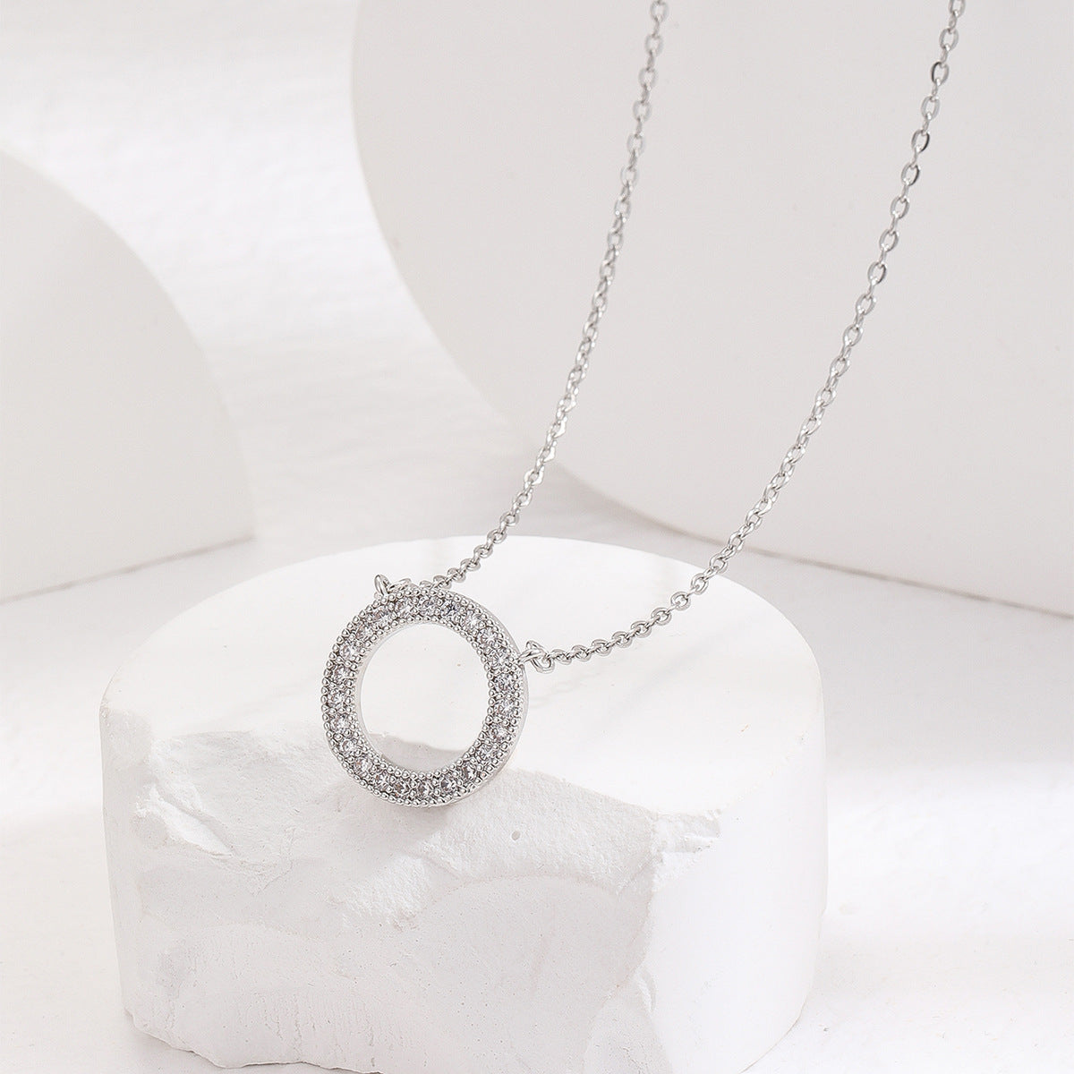 Simple Copper Inlaid  Clavicle Chain Women's Full Diamond Long