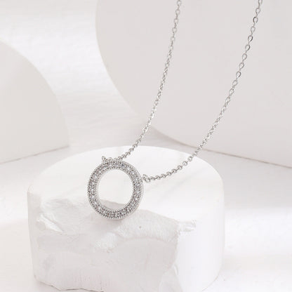 Simple Copper Inlaid  Clavicle Chain Women's Full Diamond Long