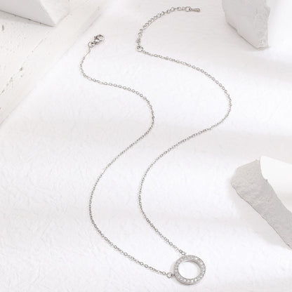 Simple Copper Inlaid  Clavicle Chain Women's Full Diamond Long