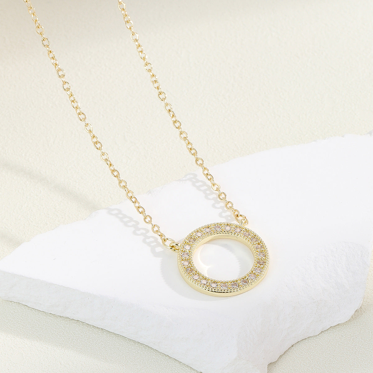 Simple Copper Inlaid  Clavicle Chain Women's Full Diamond Long