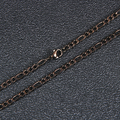 Side Flat Stainless Simple Titanium Steel Figaro Chain Ornament Necklace