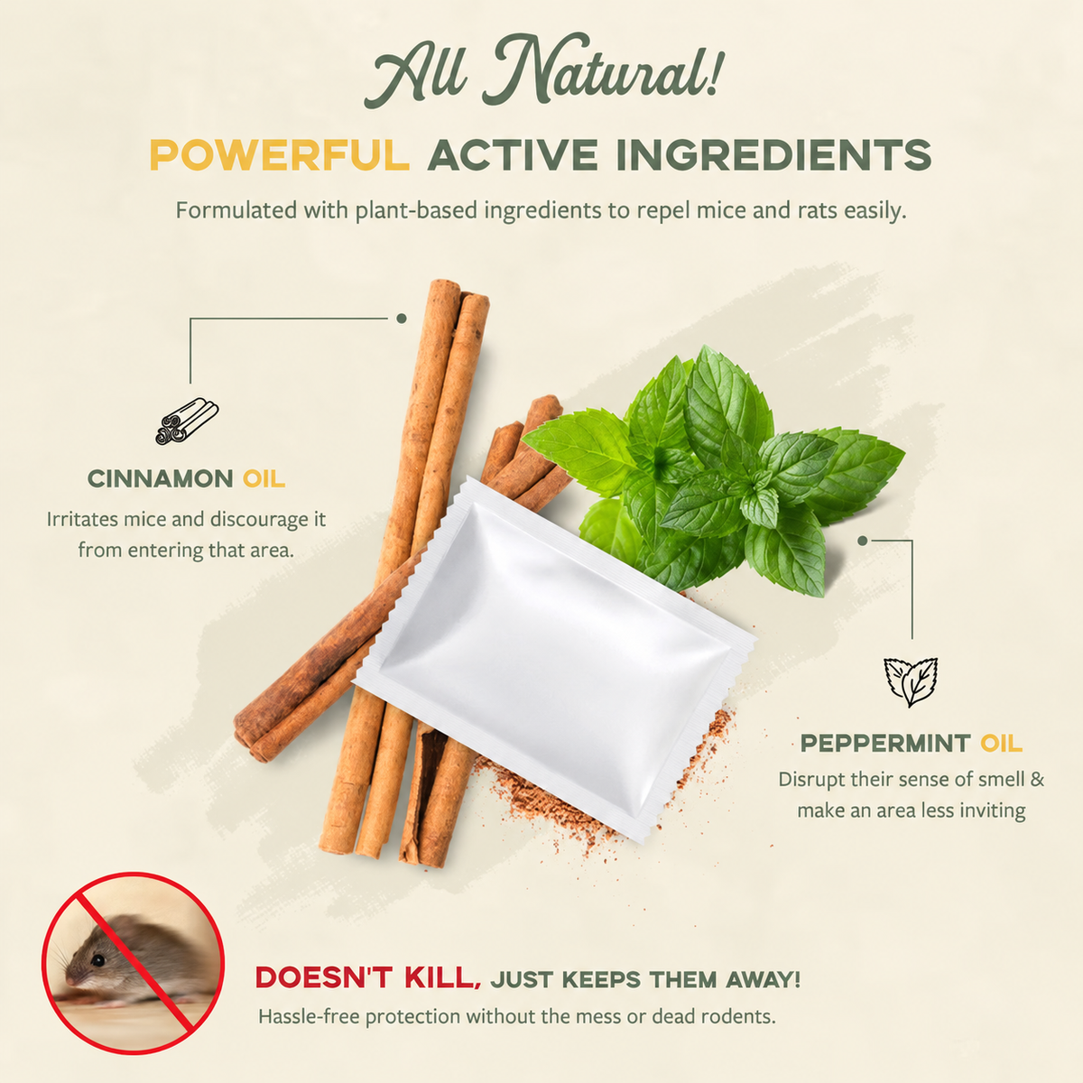 12PCS Mouse Repellent Pouches – Peppermint Oil Rodent Deterrent for Cars, RVs & Home