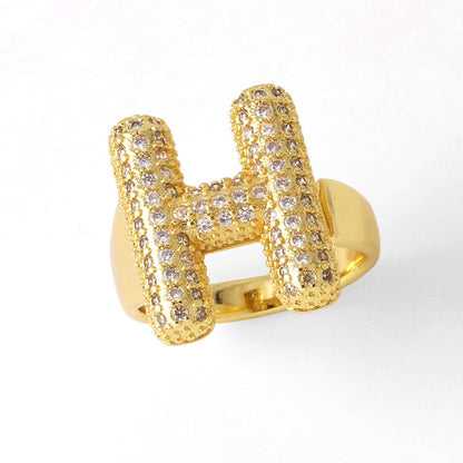 26 English Letters Ring Women's Gold-plated Full