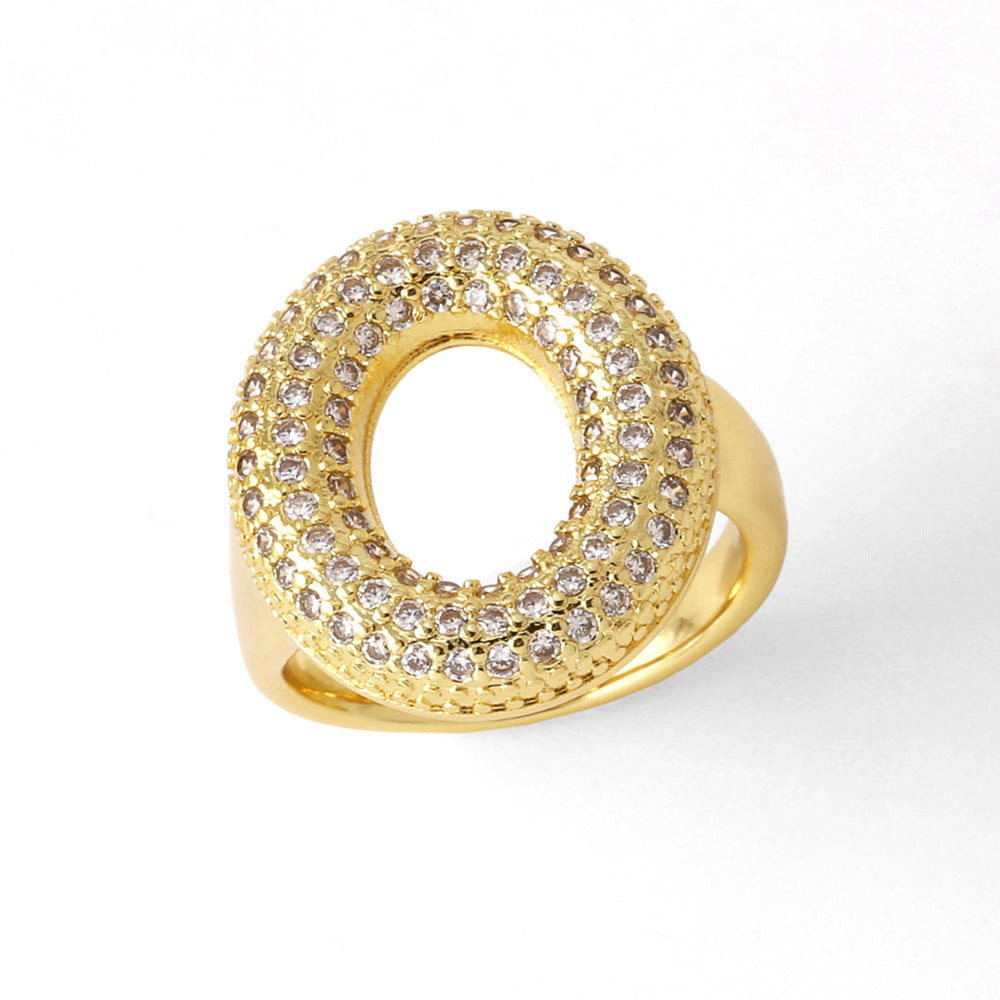 26 English Letters Ring Women's Gold-plated Full