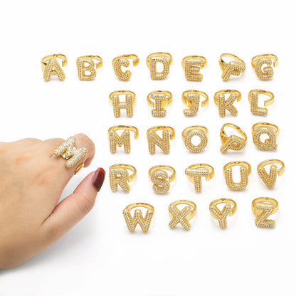 26 English Letters Ring Women's Gold-plated Full
