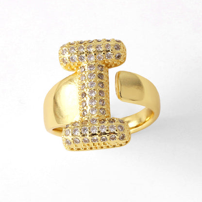 26 English Letters Ring Women's Gold-plated Full