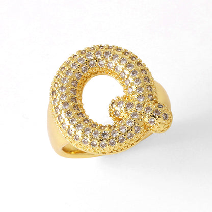 26 English Letters Ring Women's Gold-plated Full