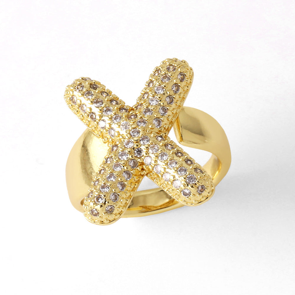 26 English Letters Ring Women's Gold-plated Full