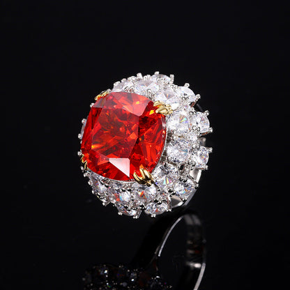 Inlaid Dried Rose Ring Bird's Nest Cut Sea Blue