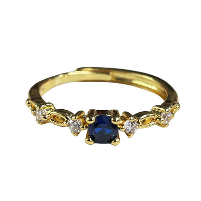 Design Niche Colored Gems Open-end  Ring Retro