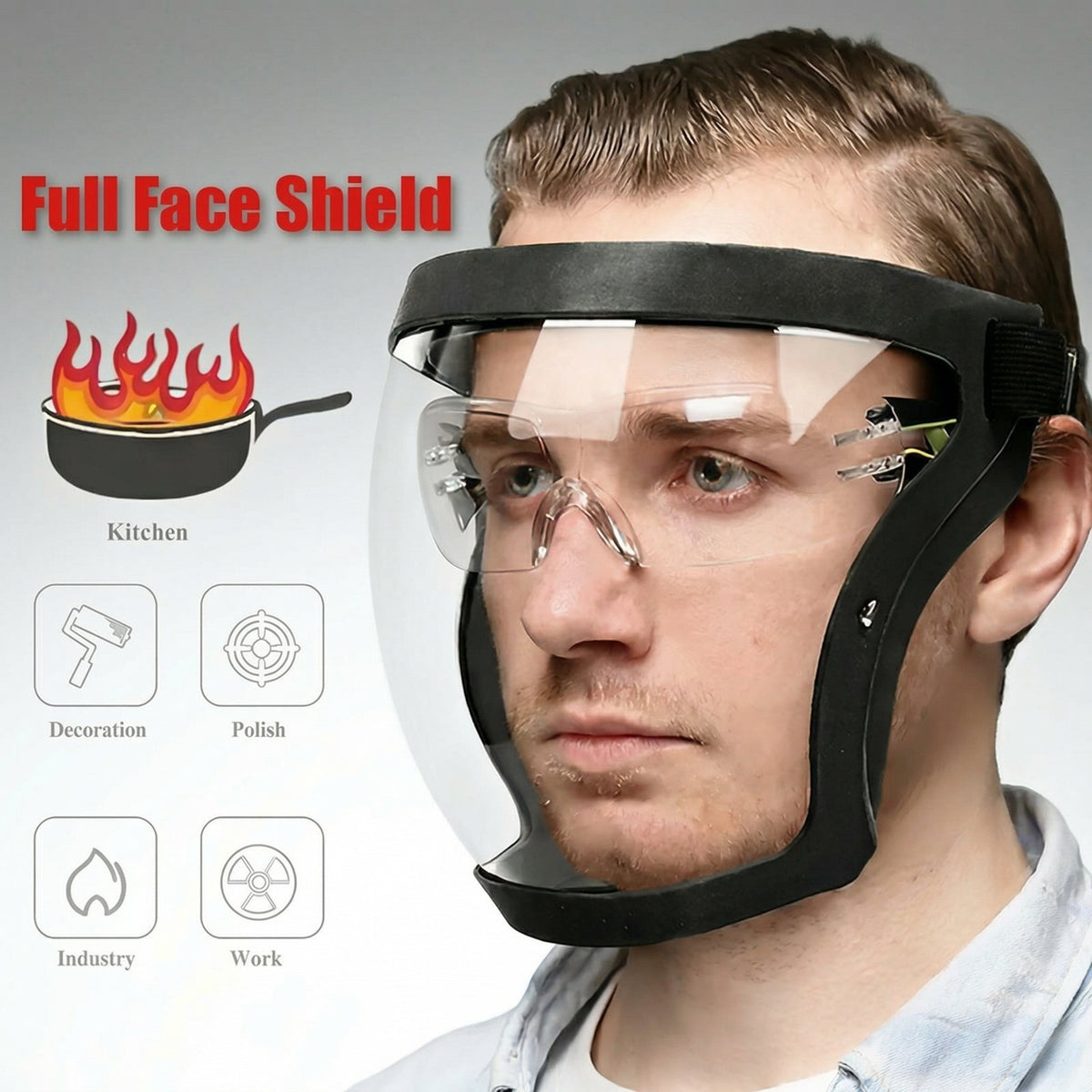 Protection Visor Impa Code Transparent Visor - Adjustable Full-Face Protective Shield Heat & Impa ...